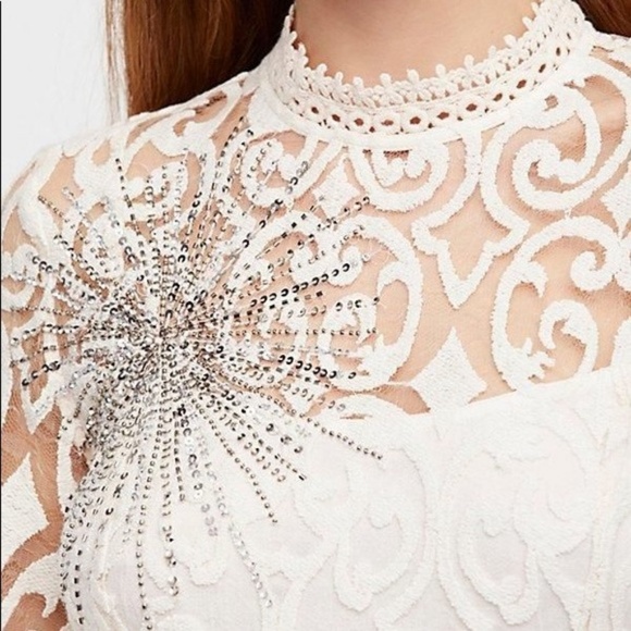 NWT Free People North Star Lace Sequin Mini Dress - Picture 4 of 5